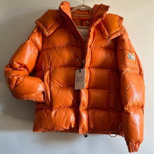BRAND NEW Moncler MAYA 70 JACKET; MEN size 2, Orange